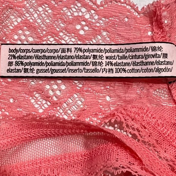 NWT VICTORIA'S SECRET Thong Pantie/Underwear Sz XL Coral Pink Lace - Picture 3 of 4